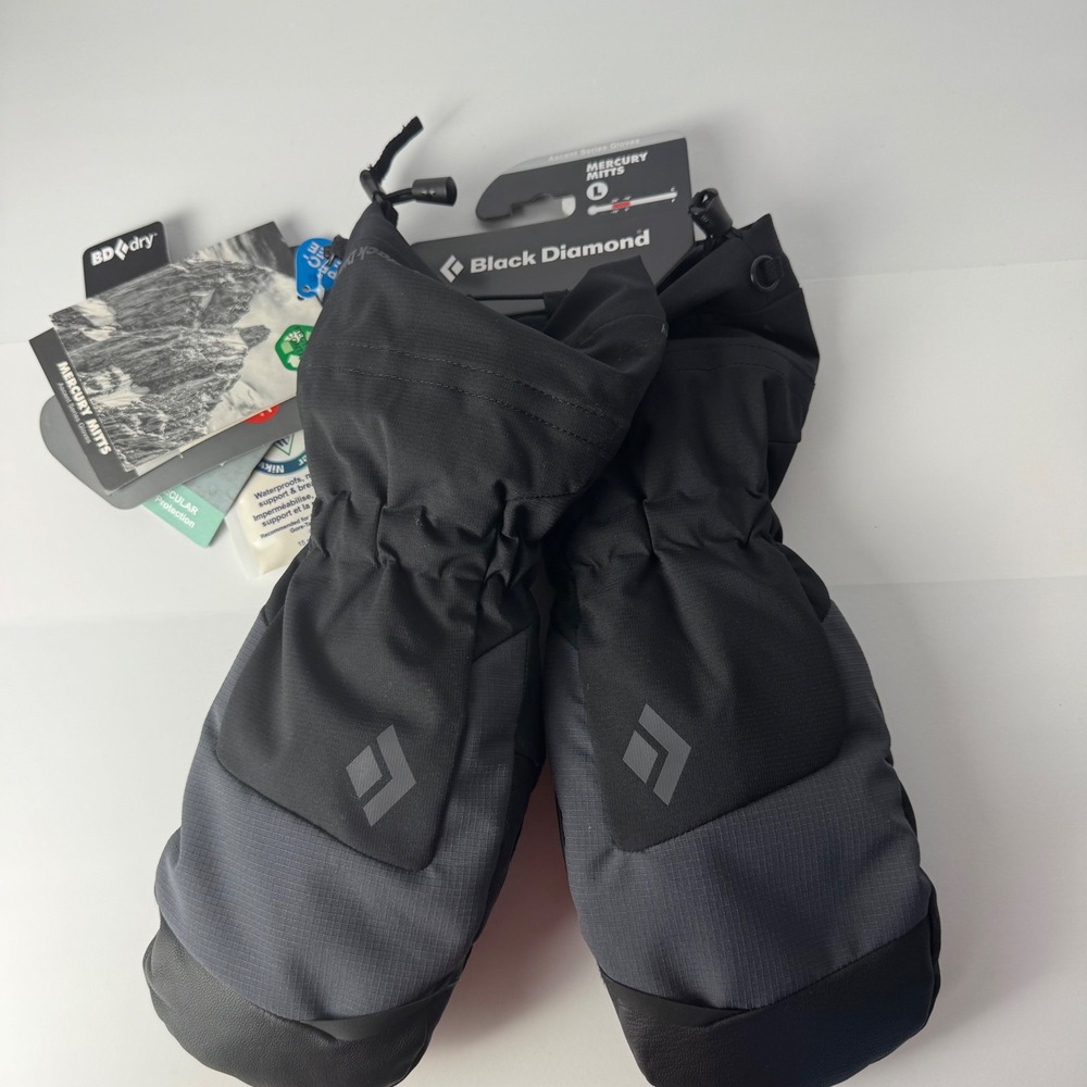 Black Diamond Mercury Mitts Ascent Series Black Waterproof PrimaLoft L NEW $120
